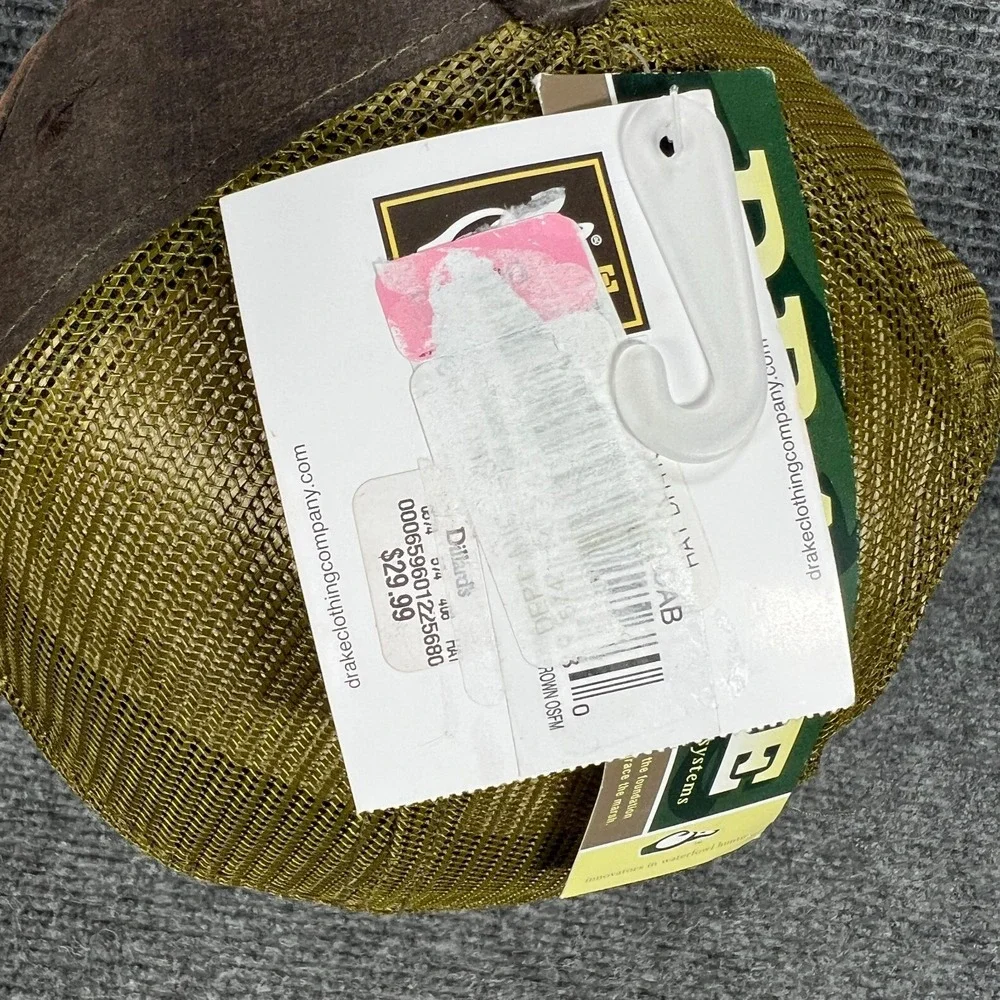 Drake Hat Cap Mens OSFA Snap Back Mesh Trucker Brown Green Outdoor Duck New‎